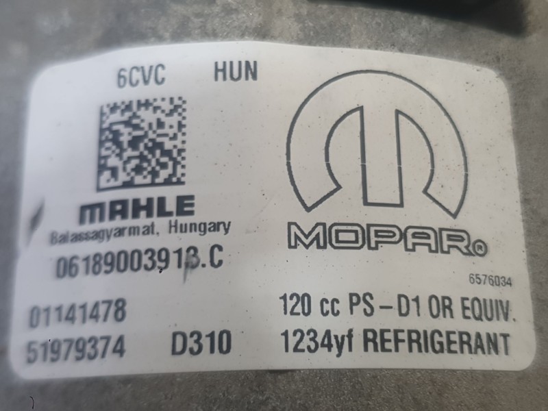 Recambio de compresor aire acondicionado para jeep compass (mp, m6, mv, m7) 1.4 multiair referencia OEM IAM 68402648AA  