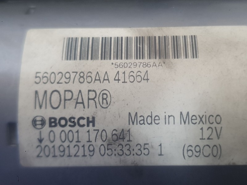 Recambio de motor arranque para jeep compass (mp, m6, mv, m7) 1.4 multiair referencia OEM IAM 56029786AA BOSCH 1170641