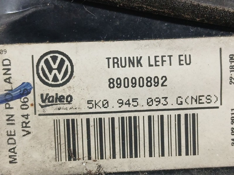 Recambio de piloto trasero derecho interior para volkswagen golf plus v (5m1, 521) 1.2 tsi referencia OEM IAM 5K0945094AA 5K0945