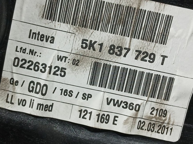 Recambio de elevalunas delantero izquierdo para volkswagen golf plus v (5m1, 521) 1.2 tsi referencia OEM IAM 5K0837461D  