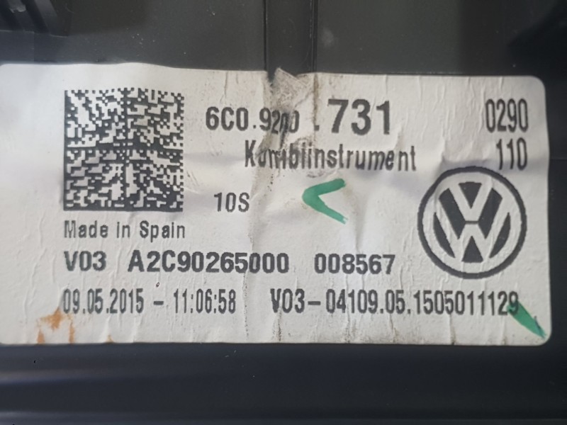 Recambio de cuadro instrumentos para volkswagen polo (6c1) edition bmt referencia OEM IAM 6C0920731  