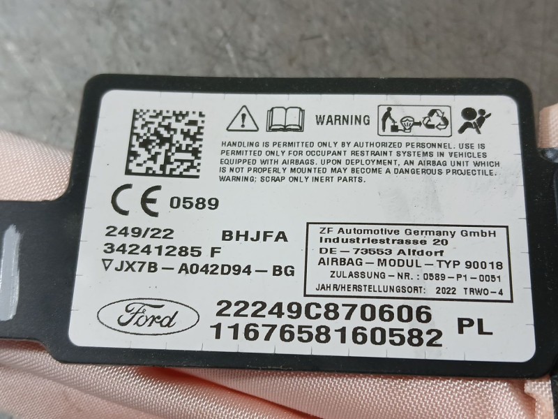Recambio de airbag cortina delantero derecho para ford focus st-line referencia OEM IAM JX7BA042D94BG  