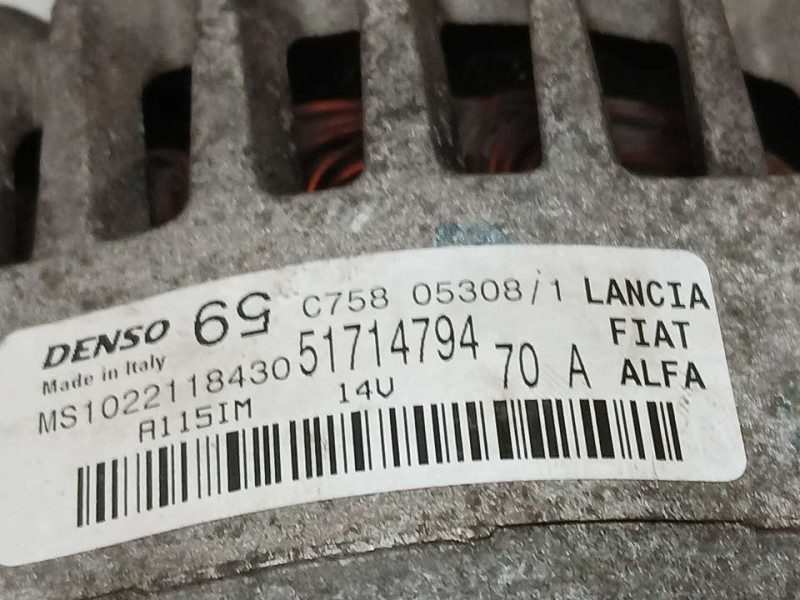 Recambio de alternador para fiat panda (169) 1.2 8v alessi referencia OEM IAM 51714794 1022118430 DENSO