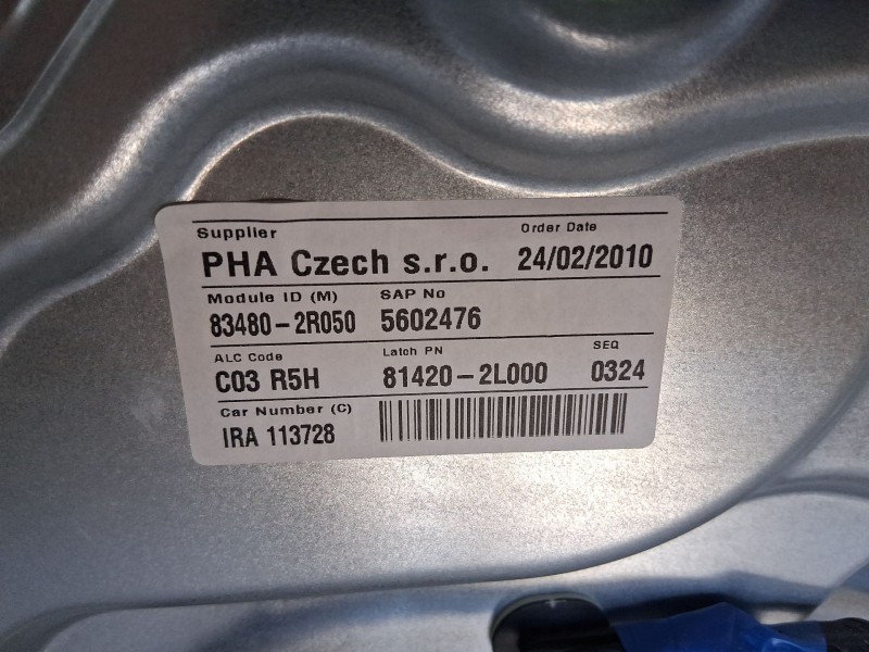 Recambio de elevalunas trasero derecho para hyundai i30 (fd) 1.6 crdi referencia OEM IAM 834812R010  