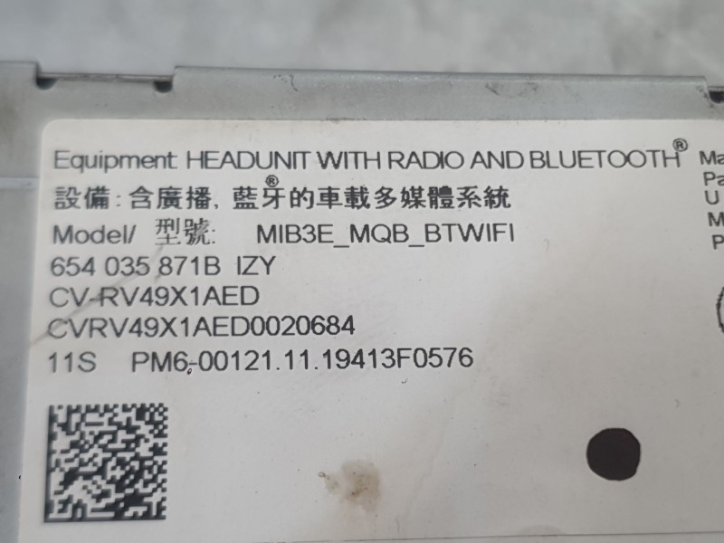 Recambio de sistema navegacion gps para skoda kamiq (nw4) 1.0 tsi referencia OEM IAM 654035871B  