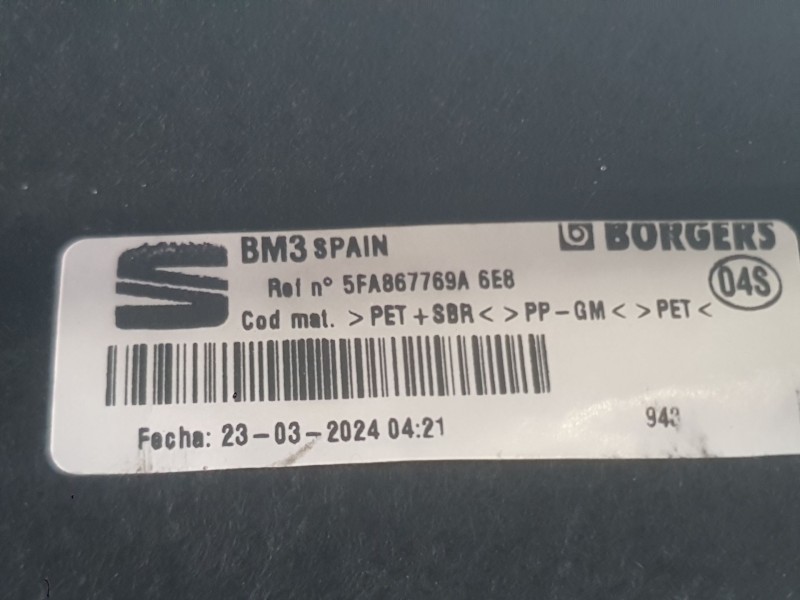 Recambio de bandeja trasera para seat leon (kl1, klg) 1.5 etsi referencia OEM IAM 5FA867769A6E8  