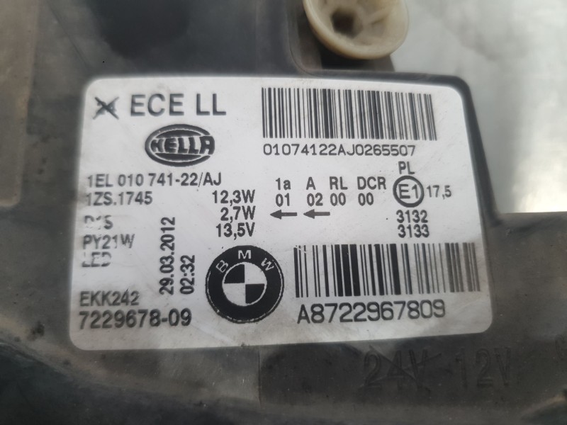 Recambio de faro derecho para bmw 1 (f20) 116 d referencia OEM IAM 63117229672  