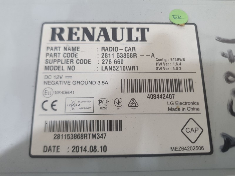 Recambio de sistema navegacion gps para renault clio iv (bh_) 1.5 dci 90 referencia OEM IAM   