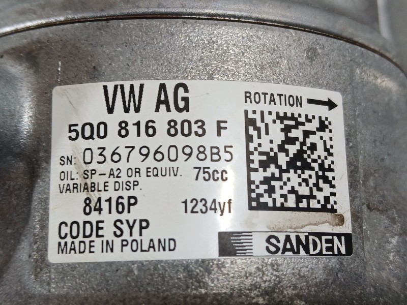 Recambio de compresor aire acondicionado para volkswagen tiguan (ad1, ax1) 1.5 tsi referencia OEM IAM 5Q0816803D  