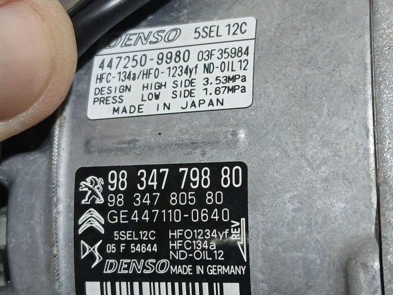 Recambio de compresor aire acondicionado para opel mokka 1.2 (76) referencia OEM IAM 9834779880  
