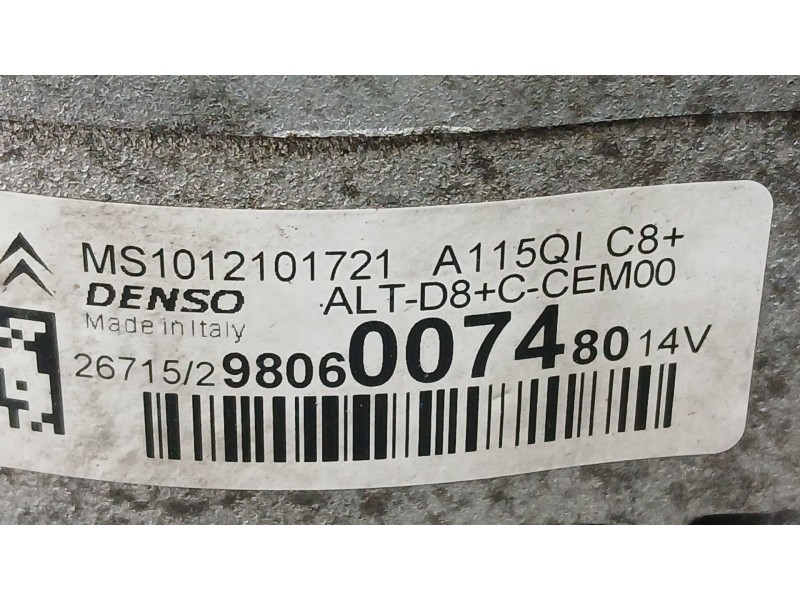 Recambio de alternador para peugeot 208 i (ca_, cc_) 1.2 vti 82 referencia OEM IAM 9806007480  