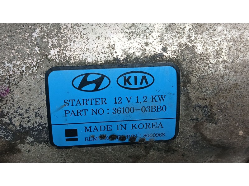 Recambio de motor arranque para kia rio iv (yb, sc, fb) 1.25 referencia OEM IAM 3610003BB6  