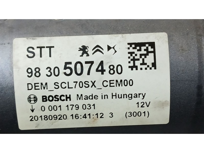 Recambio de motor arranque para peugeot 2008 i (cu_) 1.2 thp 110 / puretech 110 referencia OEM IAM 9830507480  
