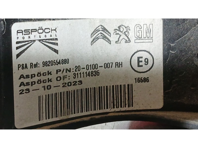 Recambio de piloto trasero derecho para peugeot partner furgoneta/monovolumen (k9) 1.5 bluehdi 100 referencia OEM IAM 9820554880