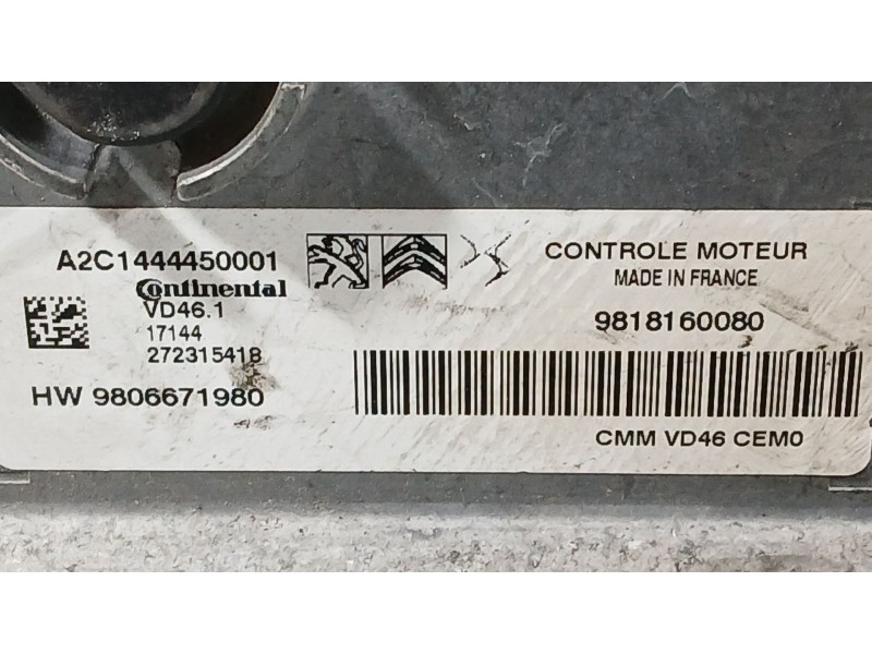 Recambio de centralita motor uce para peugeot 2008 i (cu_) 1.2 thp 110 / puretech 110 referencia OEM IAM 1616898380  