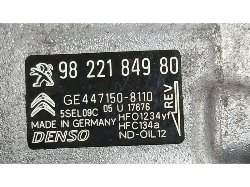 Recambio de compresor aire acondicionado para peugeot 2008 i (cu_) 1.2 thp 110 / puretech 110 referencia OEM IAM 9815198580  