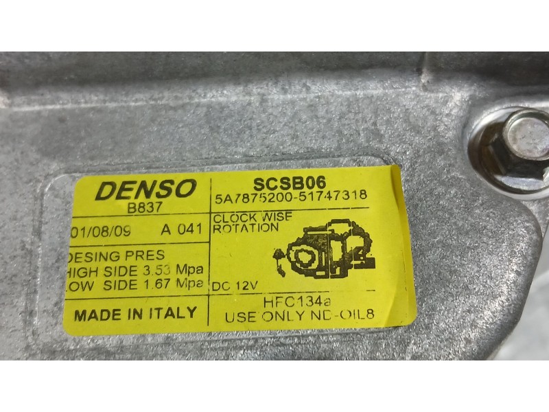 Recambio de compresor aire acondicionado para fiat 500 (312_) 1.2 (312axa1a) referencia OEM IAM 51747318  