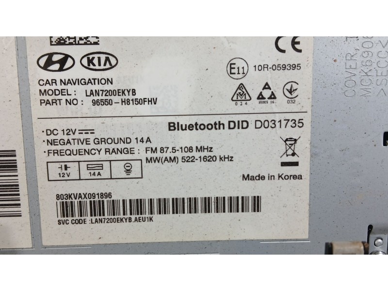 Recambio de sistema navegacion gps para kia stonic (yb) 1.0 t-gdi referencia OEM IAM   
