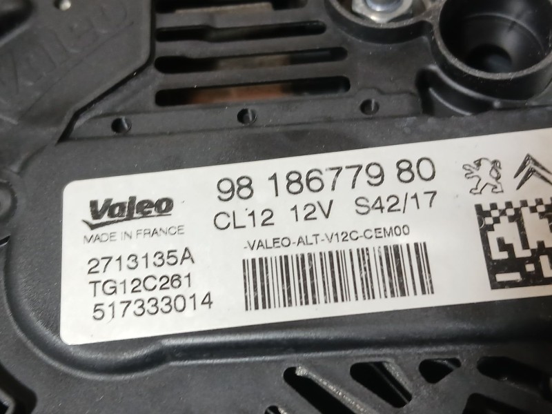 Recambio de alternador para peugeot 208 i (ca_, cc_) 1.2 vti 82 referencia OEM IAM 1608064580 9818677980 