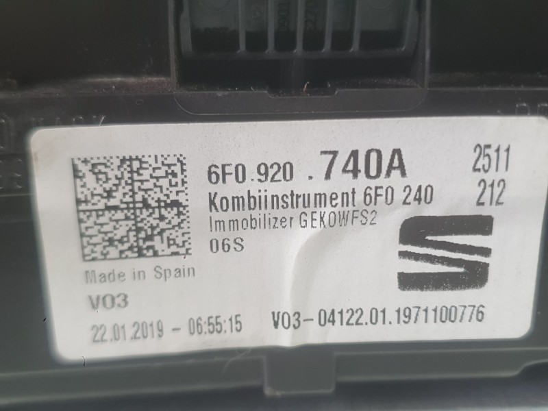 Recambio de cuadro instrumentos para seat ibiza v (kj1, kjg) 1.0 tsi referencia OEM IAM 6F0920748A  