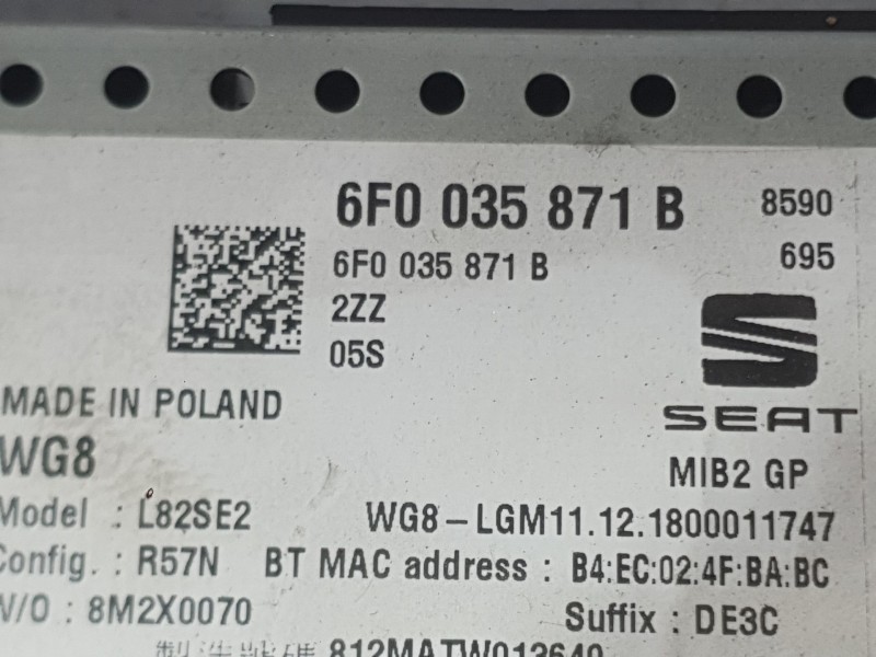 Recambio de sistema navegacion gps para seat ibiza v (kj1, kjg) 1.0 tsi referencia OEM IAM   