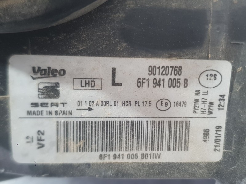 Recambio de faro izquierdo para seat ibiza v (kj1, kjg) 1.0 tsi referencia OEM IAM 6F1941005D  