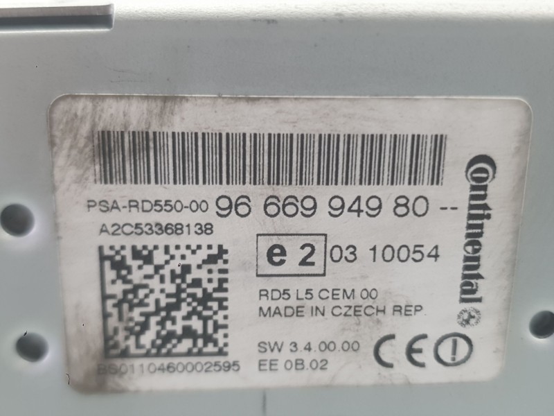 Recambio de sistema audio / radio cd para peugeot 508 i (8d_) 2.0 hdi referencia OEM IAM 98023792XZ C/MANDOS CLIMATIZADOR 