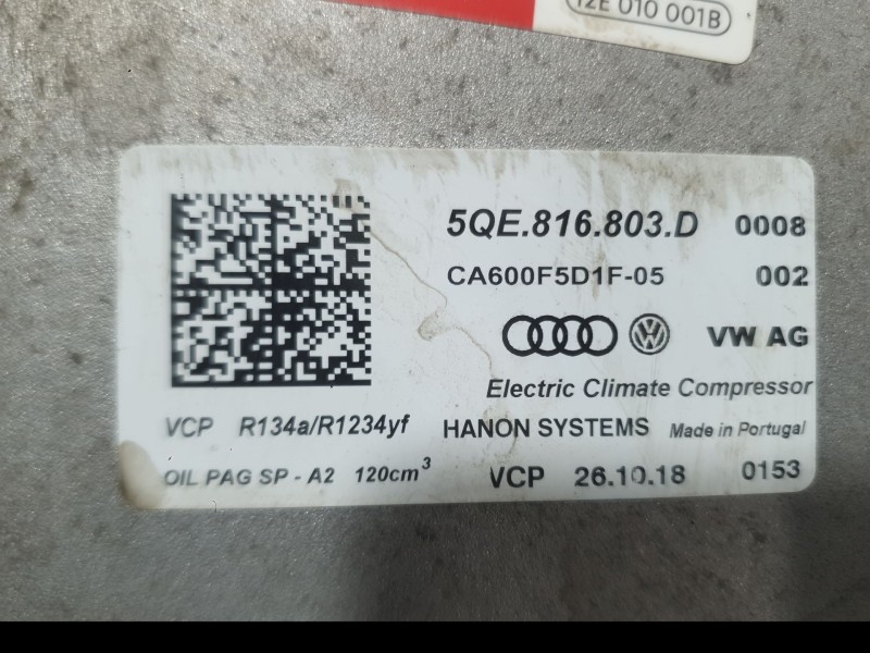 Recambio de compresor aire acondicionado para volkswagen up! (121, 122, bl1, bl2, bl3, 123) e-up referencia OEM IAM 5QE816803L  