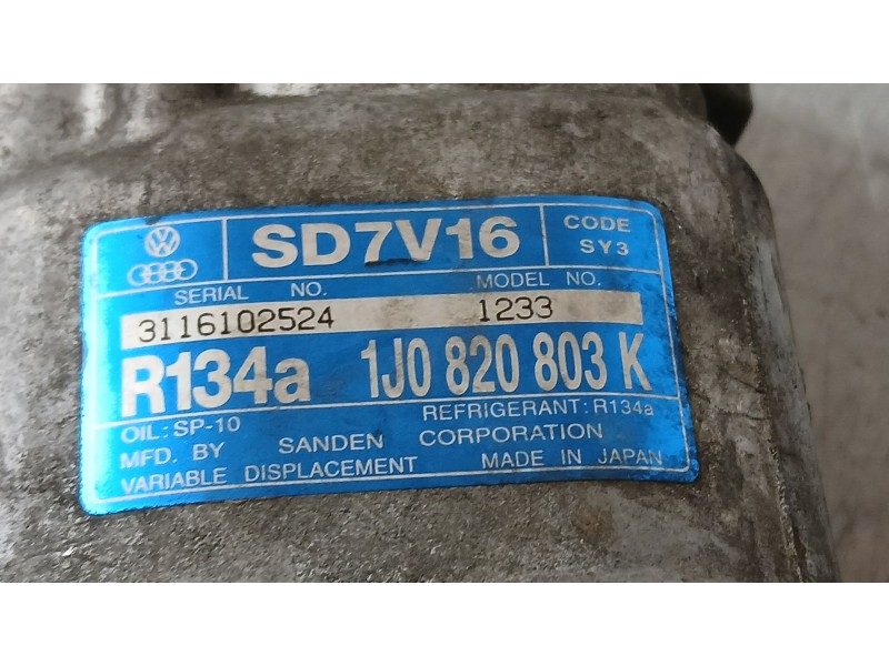 Recambio de compresor aire acondicionado para seat leon (1m1) 1.9 tdi referencia OEM IAM 1J0820803N  