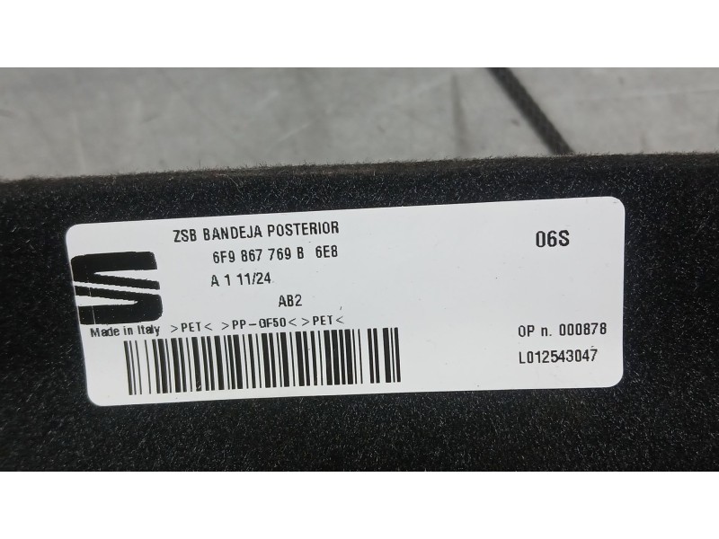 Recambio de bandeja trasera para seat arona (kj7, kjp) 1.0 tsi referencia OEM IAM 6F9867769B6E8  