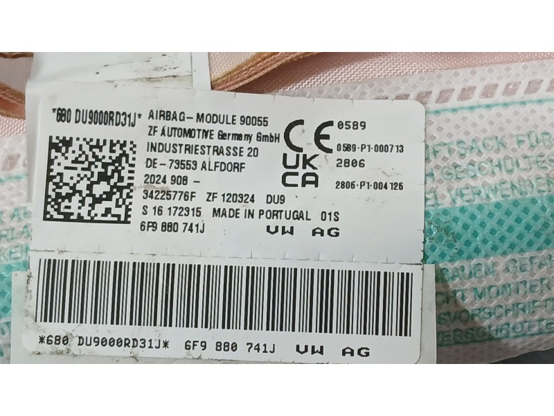 Recambio de airbag cortina delantero izquierdo para seat arona (kj7, kjp) 1.0 tsi referencia OEM IAM 6F9880741K  