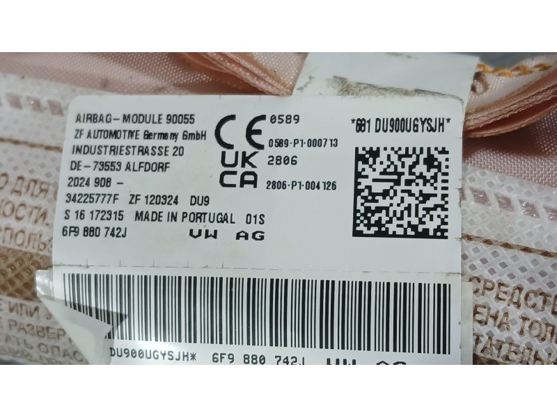 Recambio de airbag cortina delantero derecho para seat arona (kj7, kjp) 1.0 tsi referencia OEM IAM 6F0880742H  