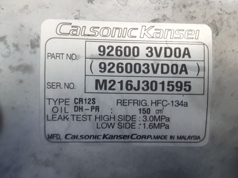 Recambio de compresor aire acondicionado para nissan nv200 furgoneta 1.5 dci 110 (m20, m20m) referencia OEM IAM   