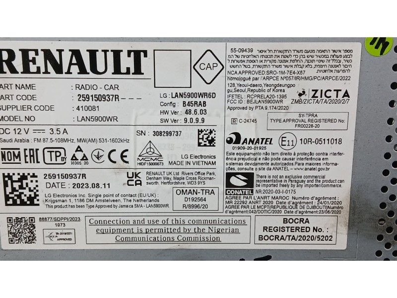 Recambio de sistema navegacion gps para dacia duster (hm_) 1.0 tce 90 referencia OEM IAM 281158779R  