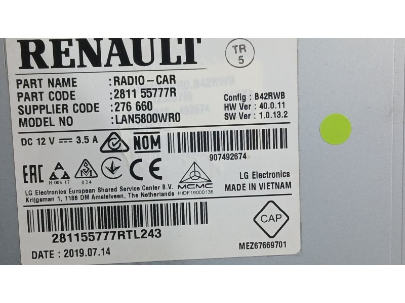 Recambio de sistema navegacion gps para dacia duster (hm_) 1.5 dci 115 4x4 (hmad) referencia OEM IAM 281158779R  