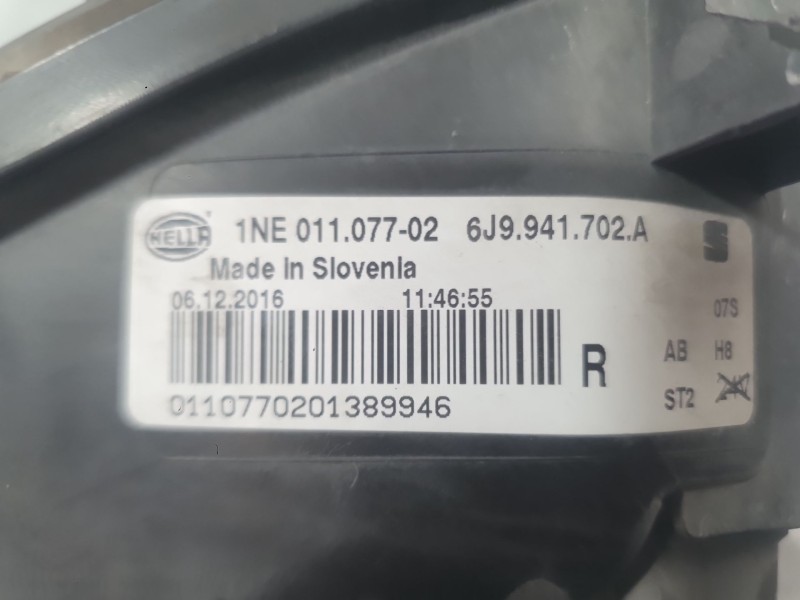 Recambio de faro antiniebla derecho para seat ibiza iv (6j5, 6p1) 1.2 tsi referencia OEM IAM 6J9941702A  