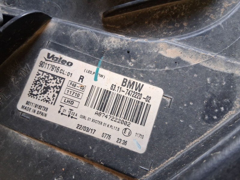 Recambio de faro derecho para bmw x1 (f48) sdrive 18 d referencia OEM IAM 63117428736  