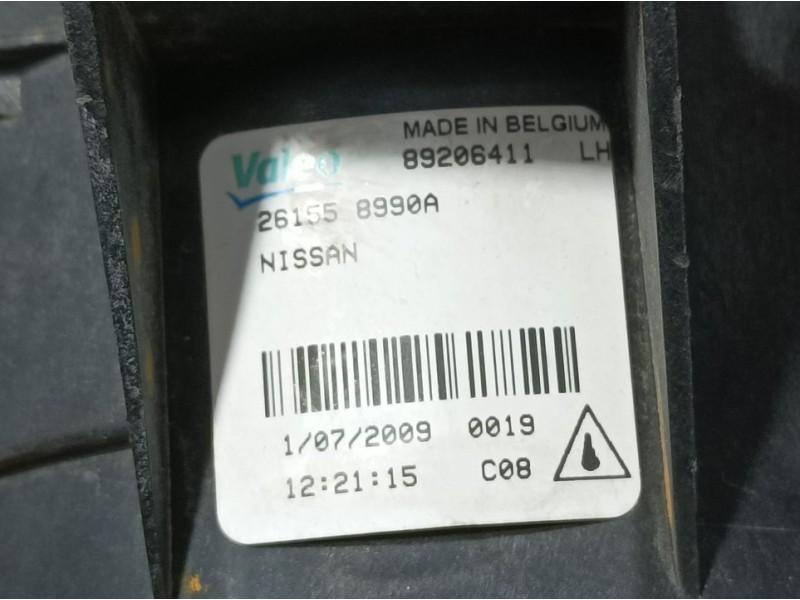 Recambio de faro antiniebla izquierdo para nissan qashqai (j10) visia referencia OEM IAM 261558990A 89206411 VALEO SUCIO POR DEN