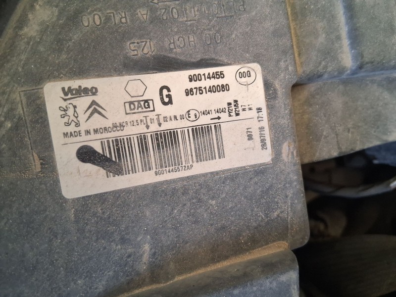 Recambio de faro izquierdo para citroën c-elysee (dd_) 1.6 bluehdi 100 referencia OEM IAM 9675140080 PATA REPARADA 