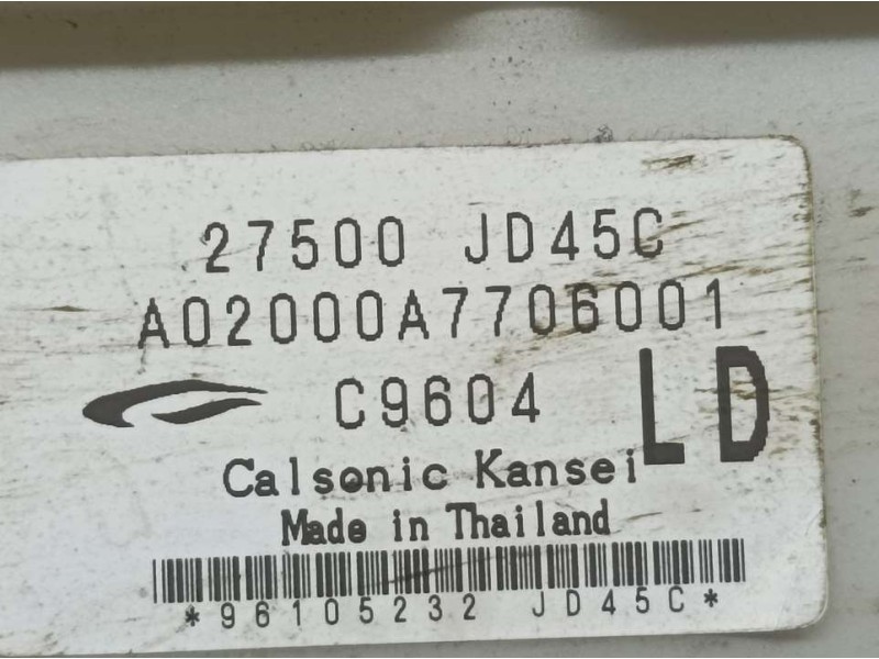 Recambio de mando climatizador para nissan qashqai (j10) visia referencia OEM IAM 27500JD45C A02000A7706001 CALSONIC KANSEI