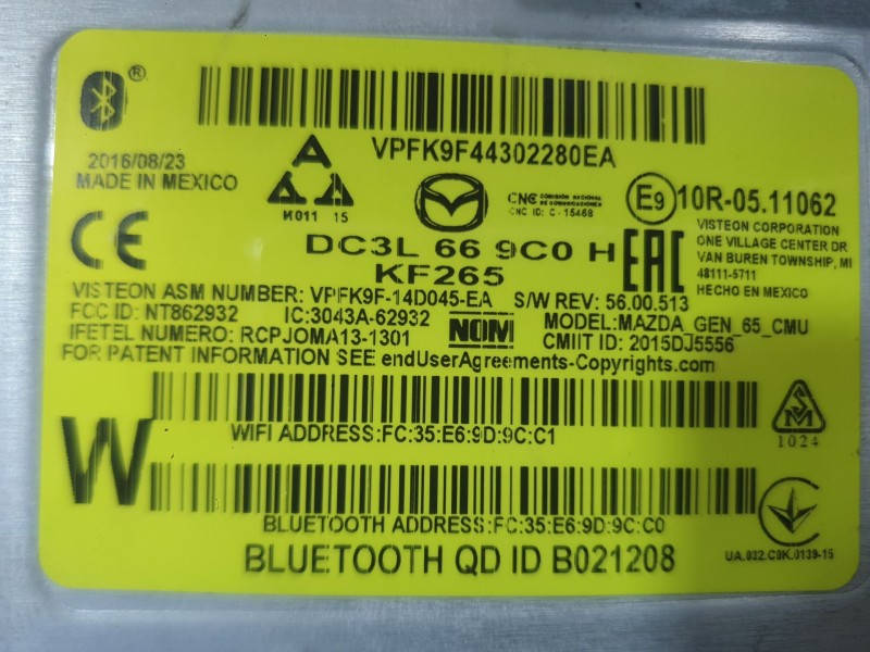 Recambio de sistema navegacion gps para mazda 2 hatchback (dl, dj) 1.5 skyactiv-g referencia OEM IAM   