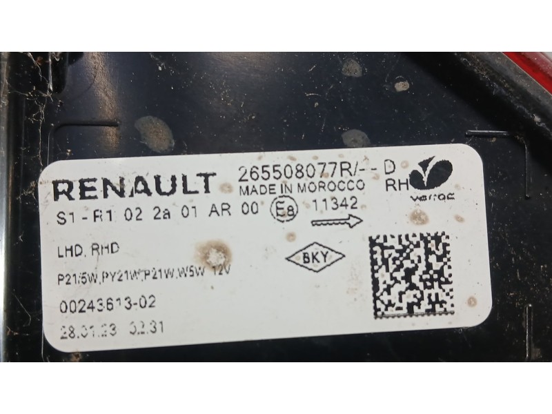 Recambio de piloto trasero derecho para dacia sandero iii 1.0 tce 90 referencia OEM IAM 265503830R  