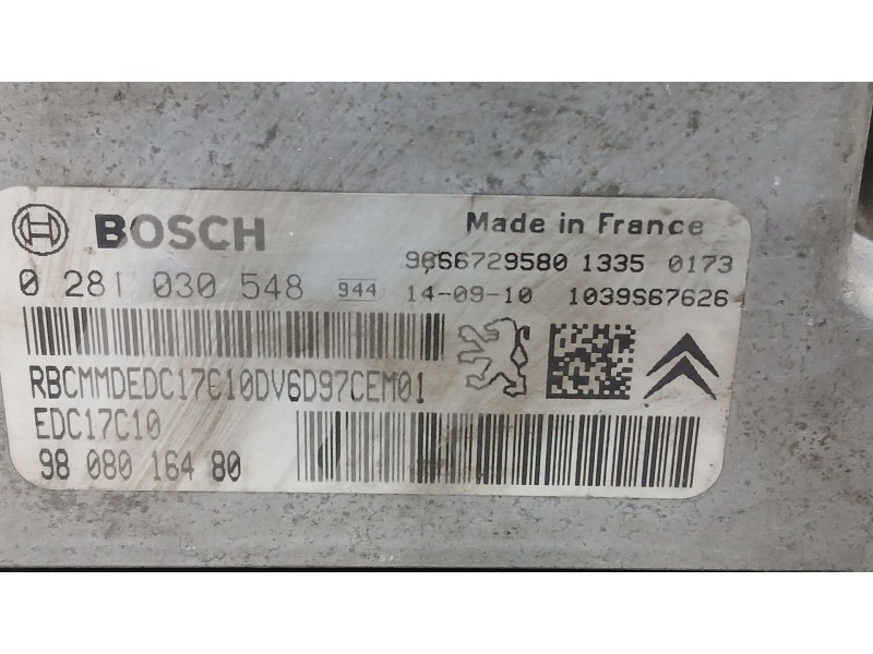 Recambio de centralita motor uce para citroën c4 cactus 1.6 hdi 90 referencia OEM IAM 1612121280  