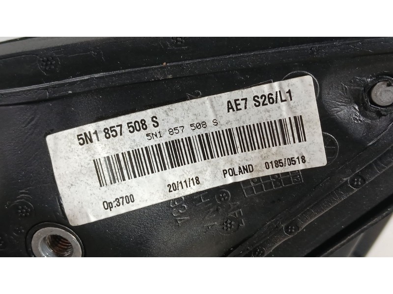 Recambio de retrovisor derecho para volkswagen tiguan (5n_) 2.0 tdi referencia OEM IAM 5N1857508Q9B9 ELECTRICO C/LUZ CORTESÍA 