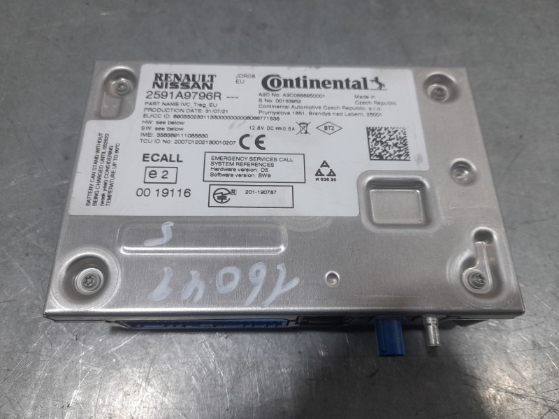 Recambio de modulo electronico para renault clio v business edition referencia OEM IAM 2591A9796R A3C0888950001 CONTINENTAL