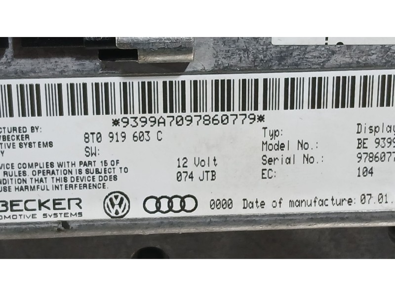 Recambio de pantalla multifuncion para audi a4 b8 avant (8k5) 2.7 tdi referencia OEM IAM   