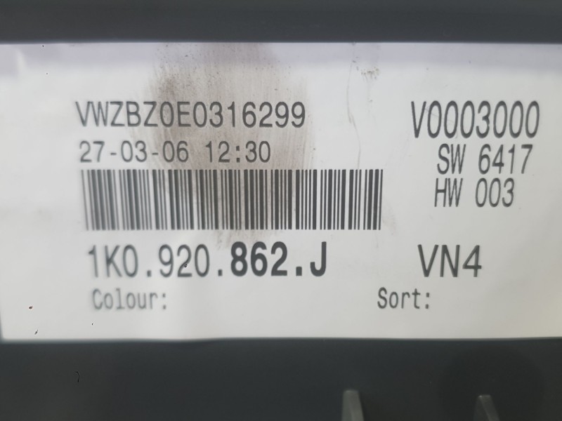 Recambio de cuadro instrumentos para volkswagen golf v (1k1) 1.6 fsi referencia OEM IAM 1K0920862JVFKZ  