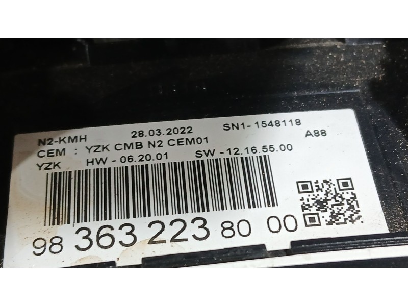 Recambio de cuadro instrumentos para citroën c3 shine pack referencia OEM IAM 9836322380  