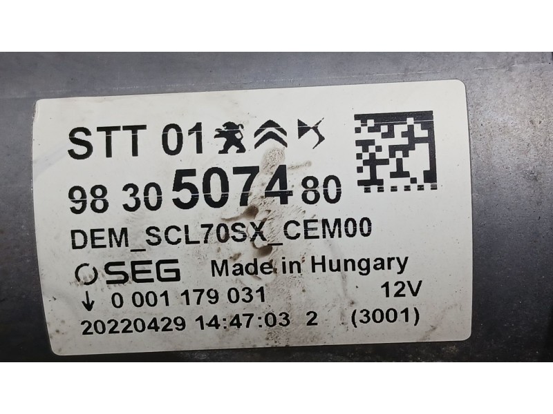 Recambio de motor arranque para citroën c3 shine pack referencia OEM IAM 9830507480  