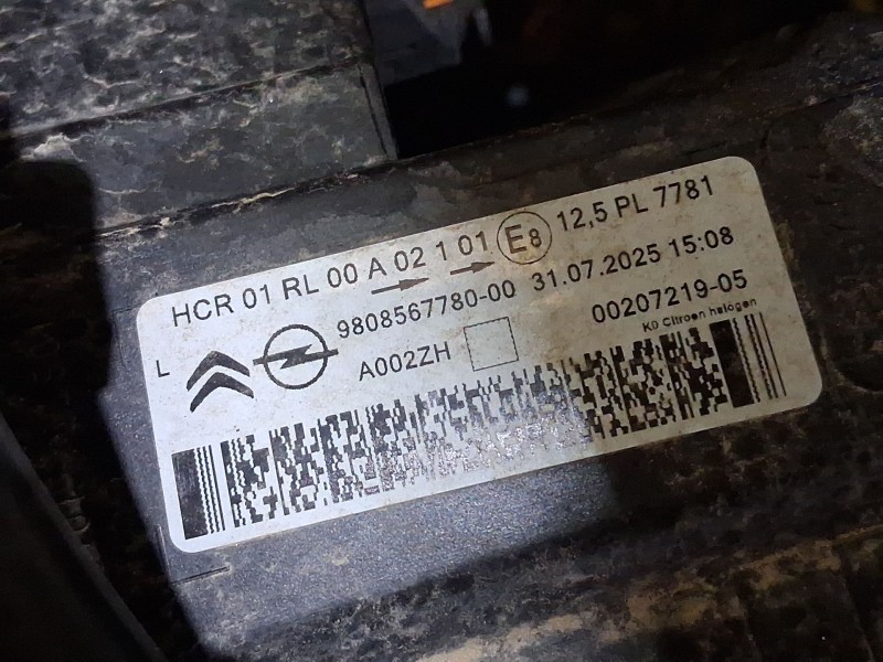 Recambio de faro izquierdo para citroën jumpy iii furgoneta (v_) 1.5 bluehdi 100 referencia OEM IAM 9808567780  